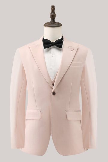 Light Pink Peak Lapel One Button 3 Piece Formal Suits
